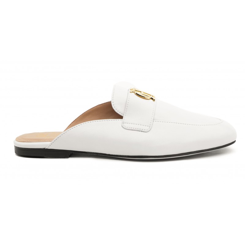 White sales backless loafers